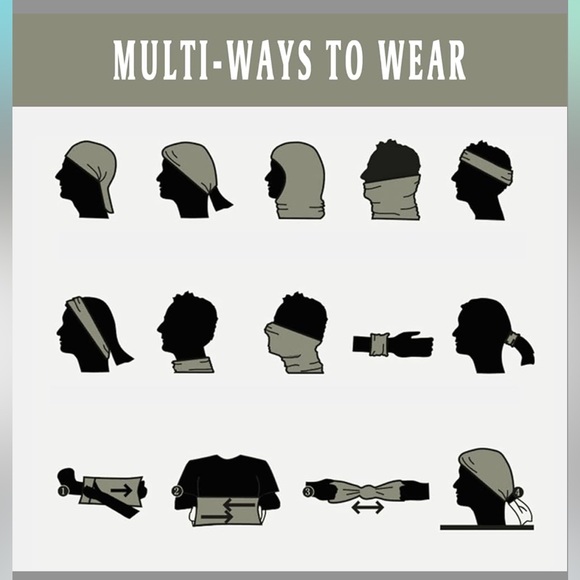 4 pack black men’s neck gaiter bandanas great for sun protection - Picture 3 of 3